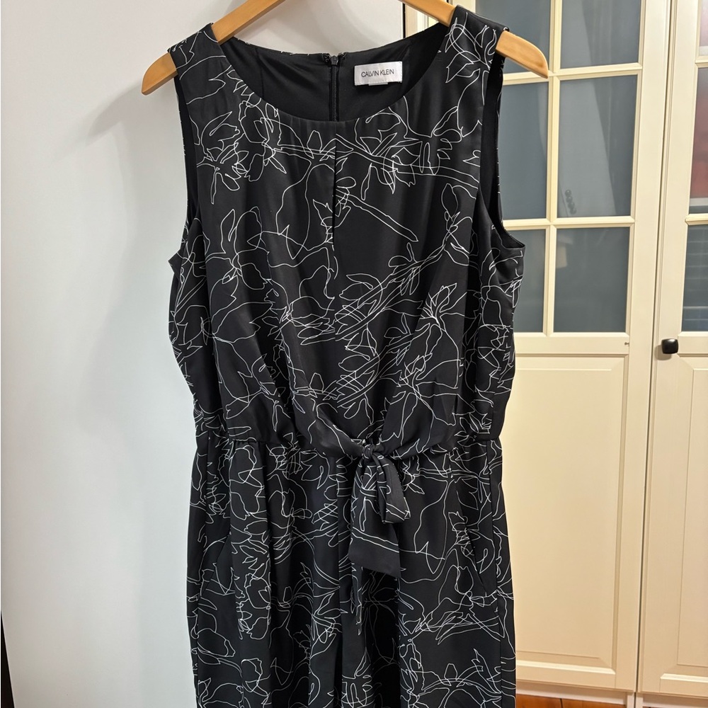 Calvin Klein Black Floral One Piece Short Set